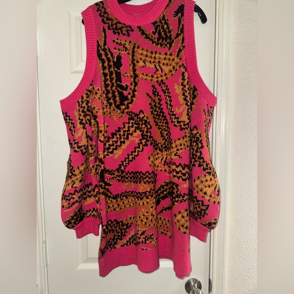 Farm Rio Croco Pink Sweater Dress